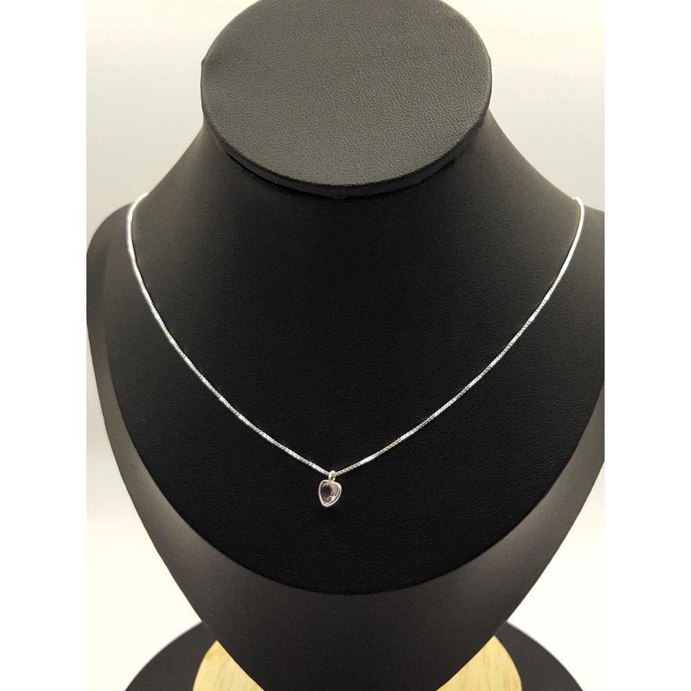 Colar Coração Rosa | Prata 925 | Brilho Apaixonante