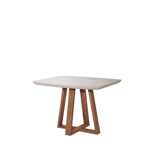 imagem-Mesa Bennett Retangular 115cm com Tampo de Vidro Natural/Off White Fosco - Branco
