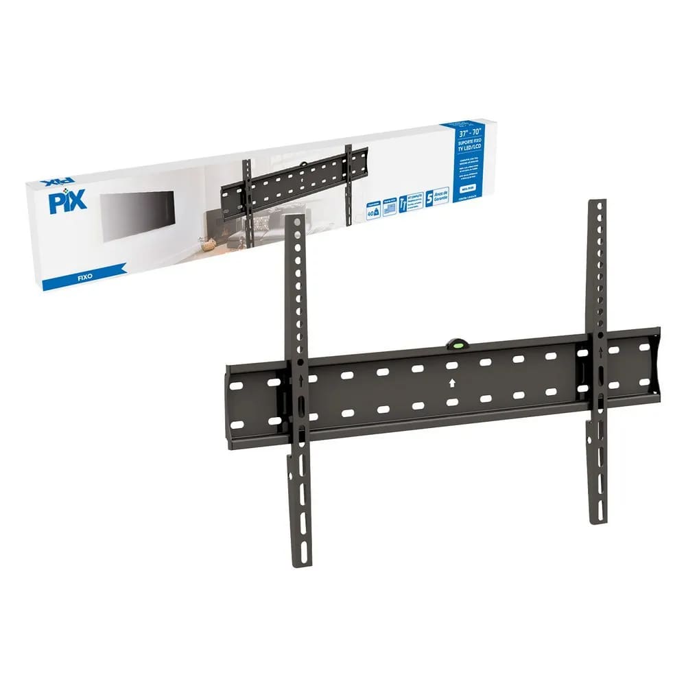 SUPORTE TV FIXO TRILHO 37" A 70" 40KG PRETO PIX PX-20
