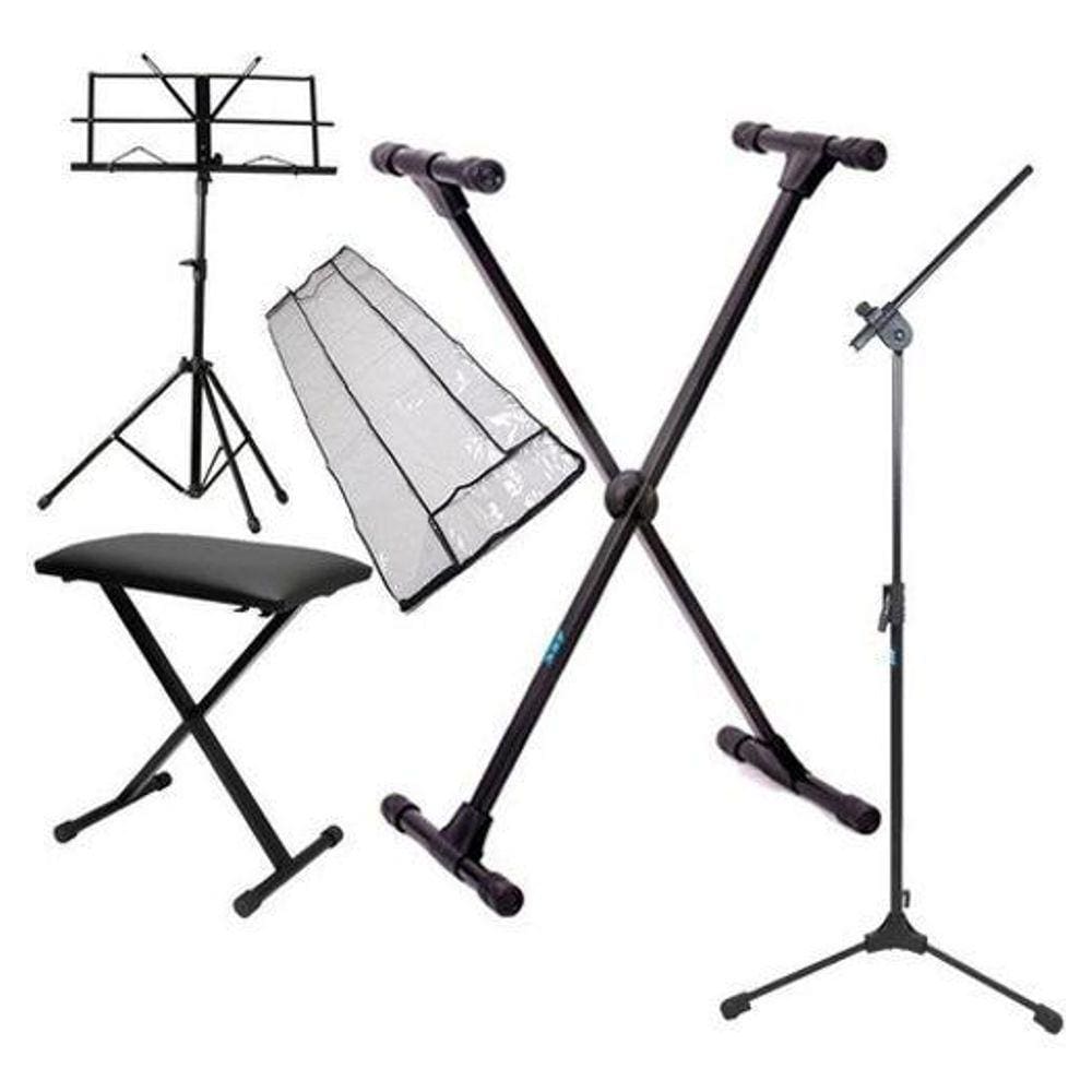 Kit Acessórios Para Teclado Musical + Suporte De Microfone