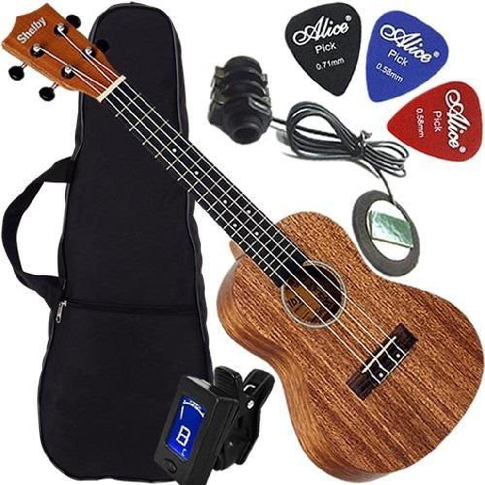 Kit Ukulele Concerto Eletroacústico Canhoto Su23M Shelby
