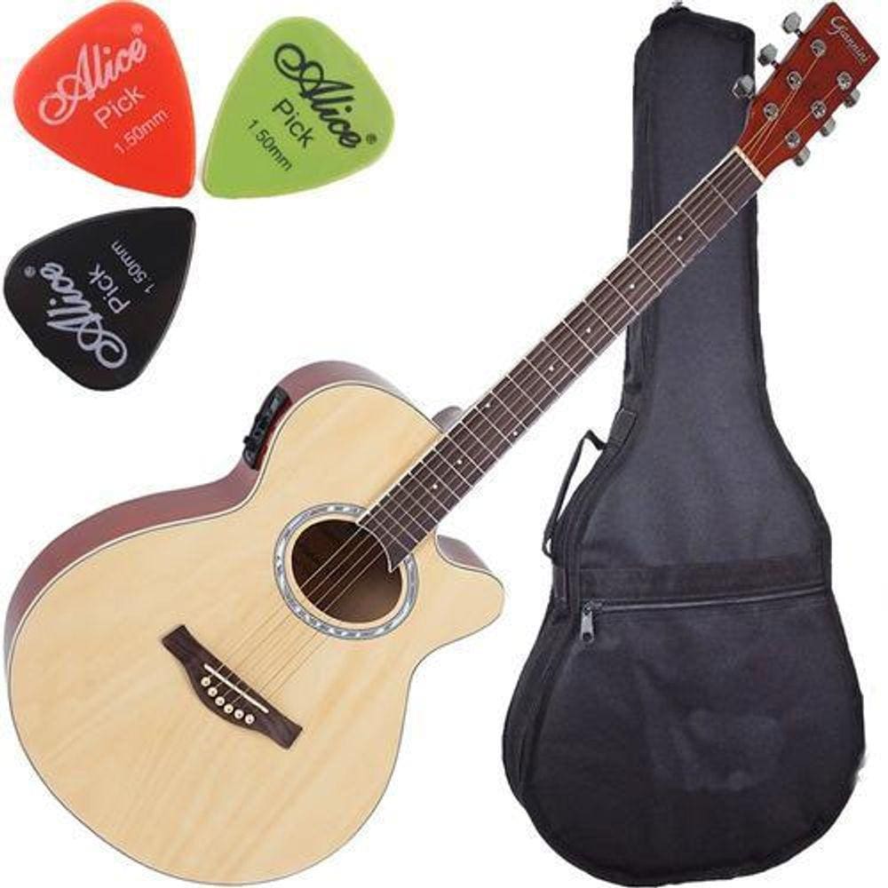Kit Violão Giannini Eletroacústico Afinador Digital Gsf1R