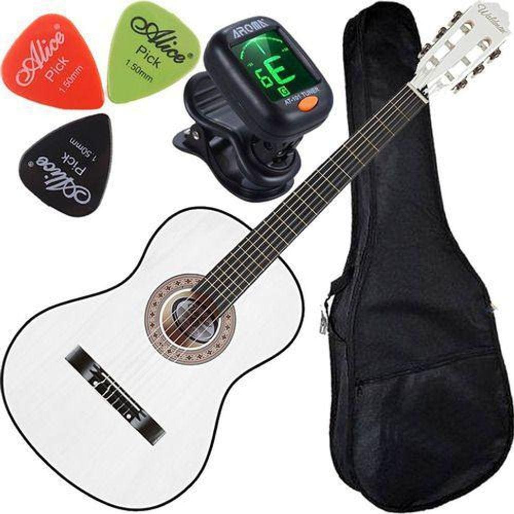 Kit Violão Waldman Estudante Acústico Nylon Cl1 Branco