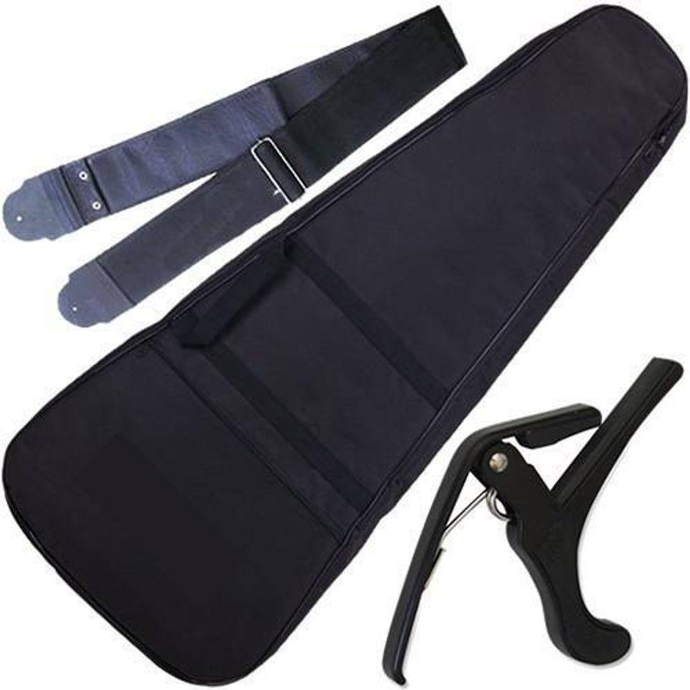 Kit Capa Luxo Acolchoada Violão Folk + Capotraste + Correia