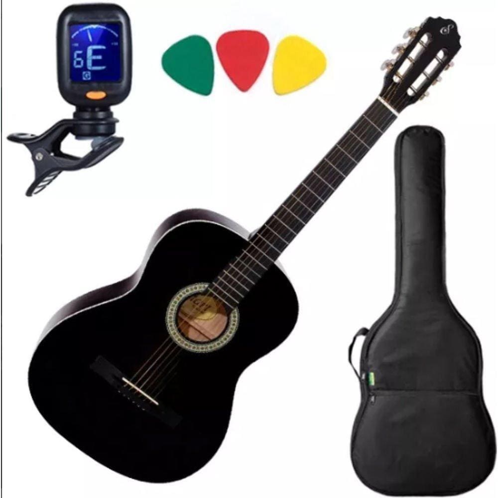 Violao Giannini Aço S14 Estudo Acustico Preto Afinador