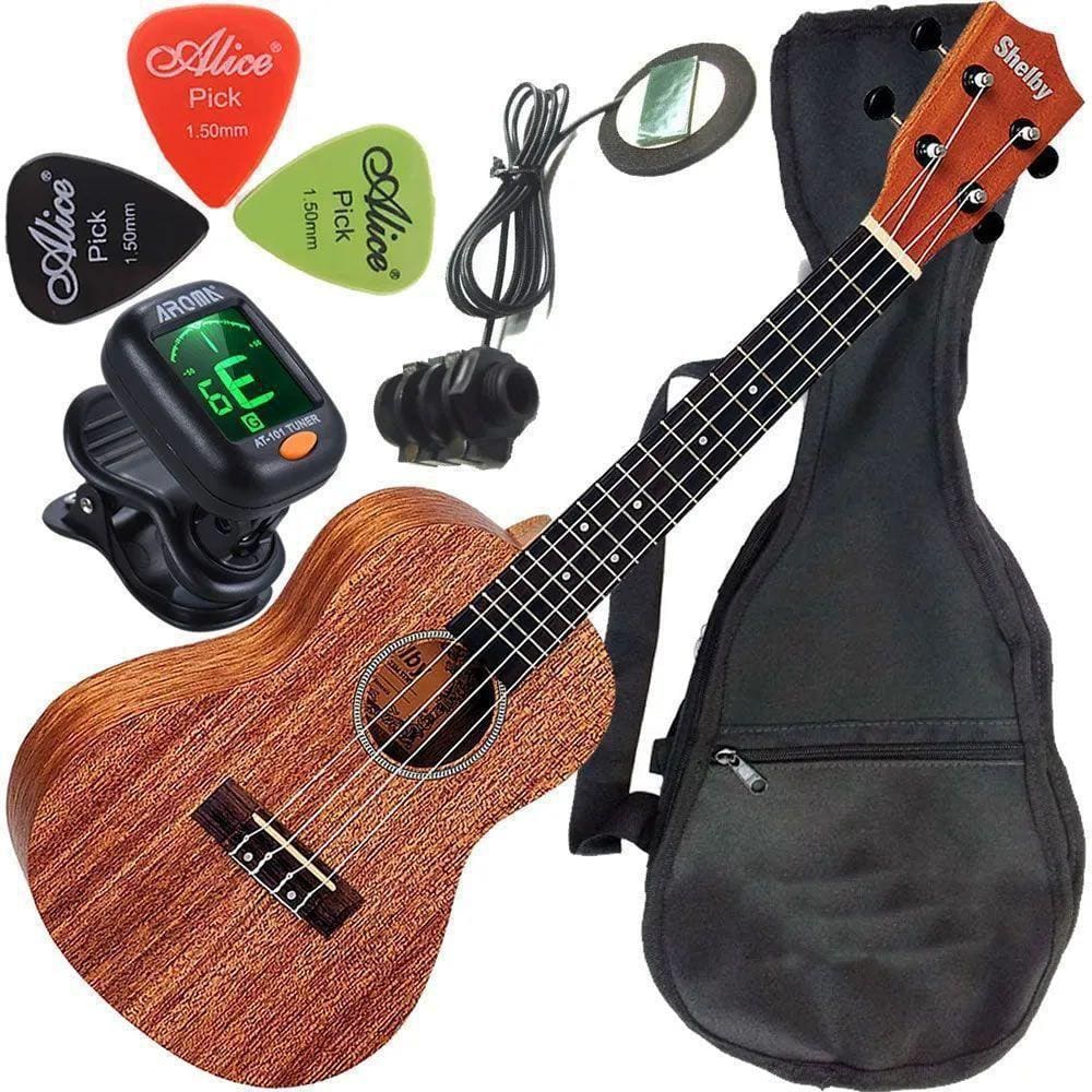 Kit Completo Ukulele Concerto Eletroacústico Su23M Shelby