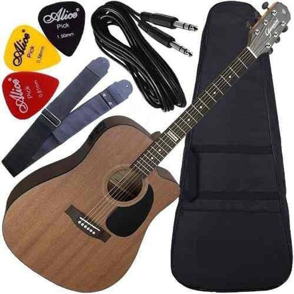 Kit Violão Folk Eletroacústico Walnut Satin Gf1D Ws Giannini