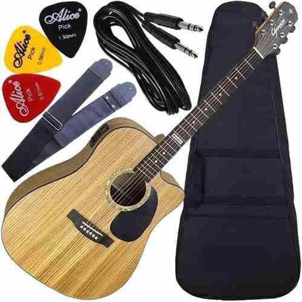 Kit Violão Eletroacústico Giannini Folk Natural Zebra Gf1D