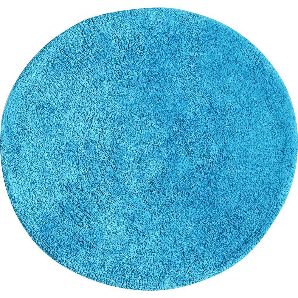 Tapete De Quarto Algodão Redondo Vizapi Varanasi 150Cm Azul Turquesa