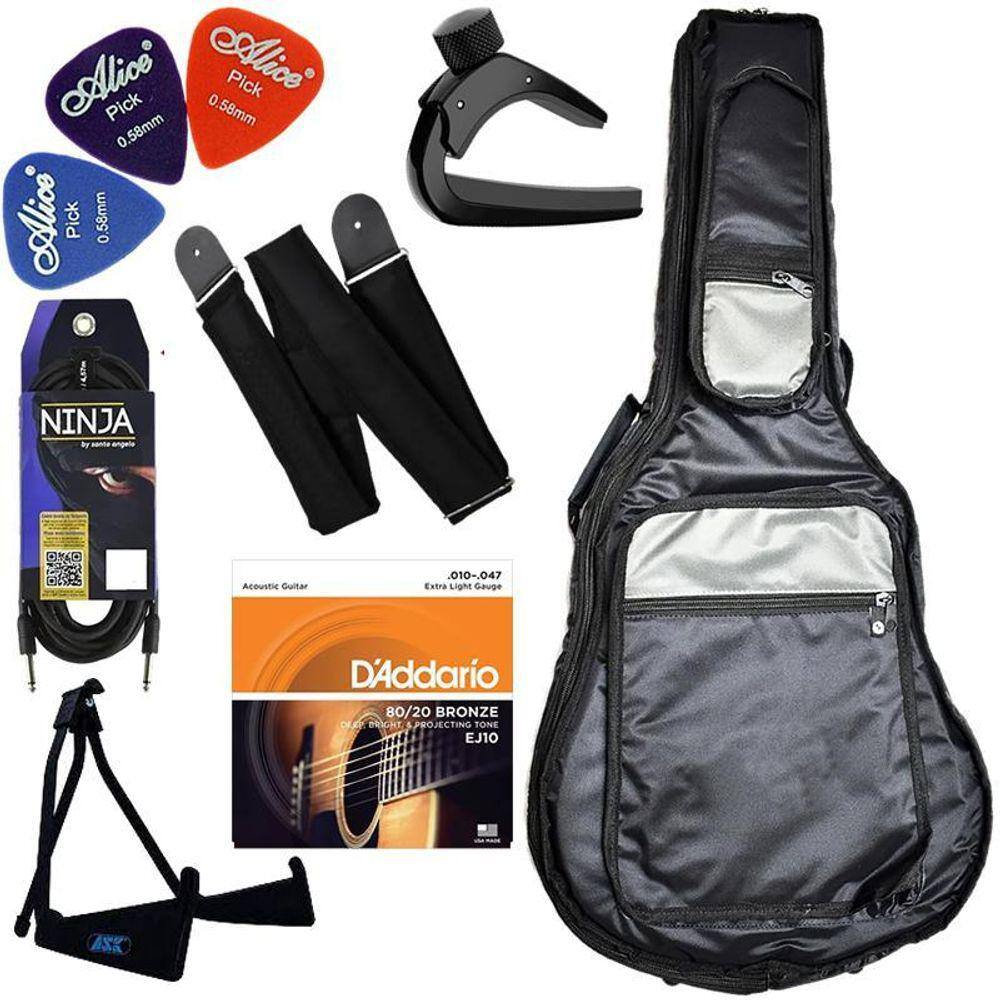 Kit Acessórios Violão Capa Premium Acolchoada Cordas
