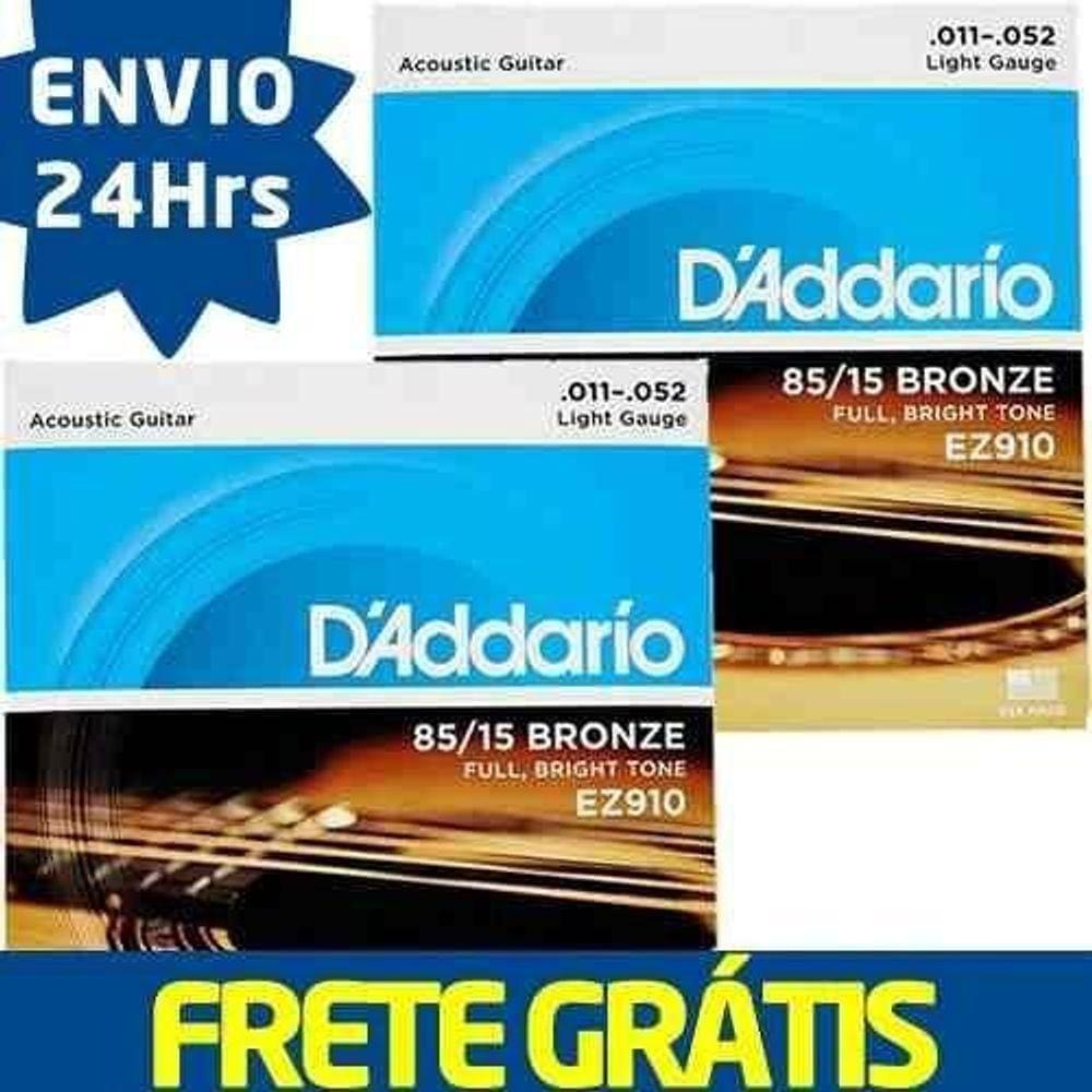 Kit 2 Encordoamento D`Addario Para Violão Ez910