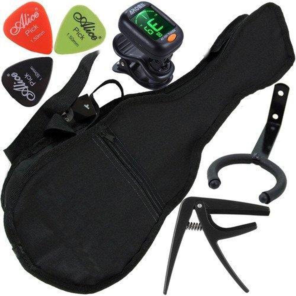 Kit Capa Ukulele Concerto Com Afinador Suporte Palheta Capo