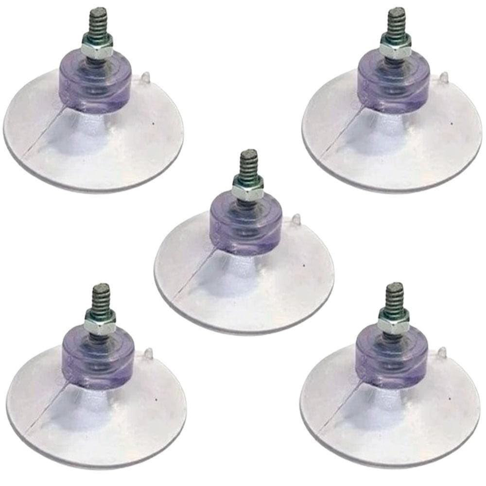 Kit 5 Ventosas De 40Mm 4 Cm Pvc Cristal C/Parafuso E Porca