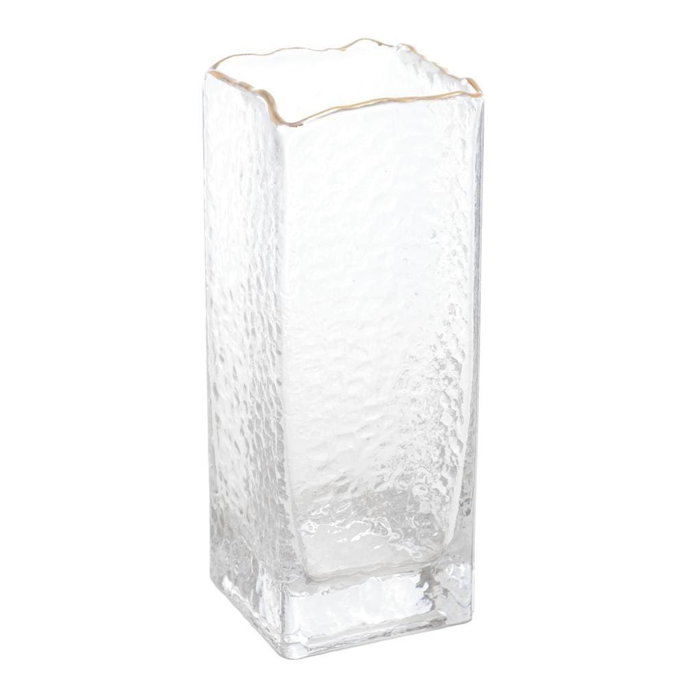 Vaso de Vidro com Fio de Ouro Taj 8cm x 8cm x 25cm - Wolff