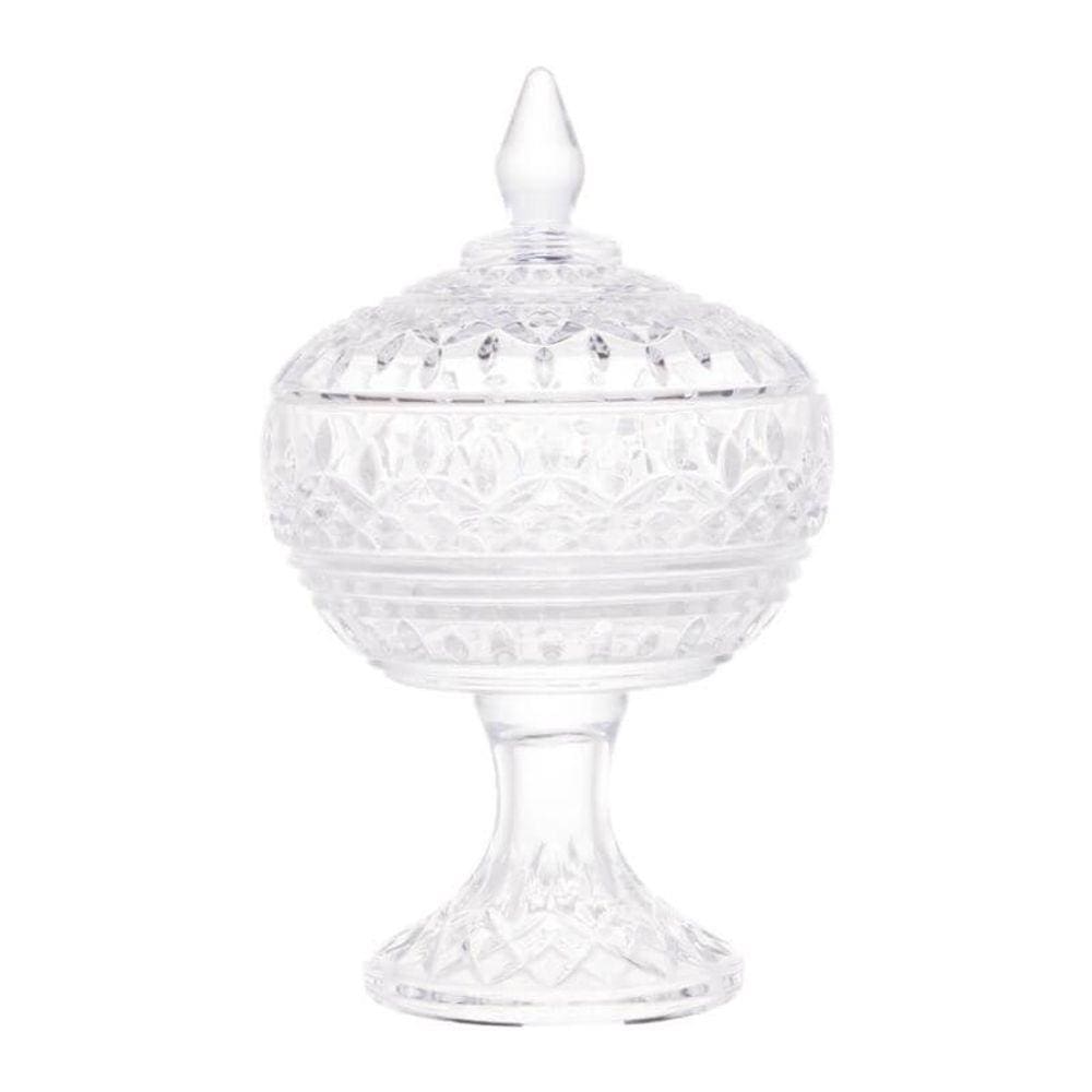 Potiche Decorativo de Cristal com Pé Lys 14cm x 22cm - Wolff