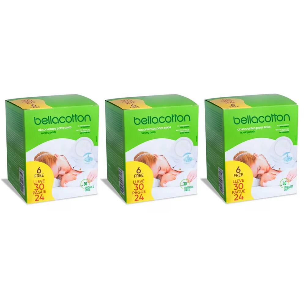 Kit 3 Absorvente P/ Seios Bellacotton Super Conforto C/30