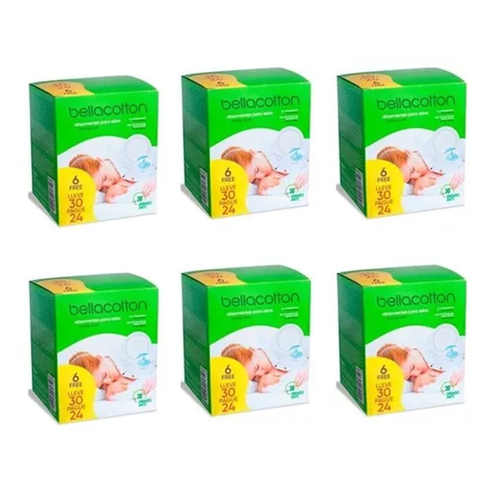 Kit 6 Absorvente P/ Seios Bellacotton Super Conforto C/30