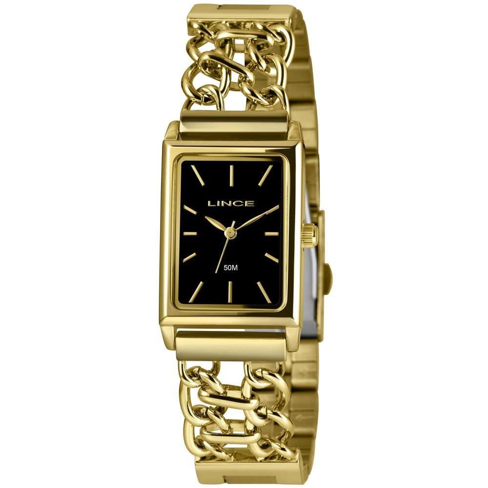 Relógio Lince Feminino Ref: Lqg4798l23 P1kx Retangular Bracelete Dourado