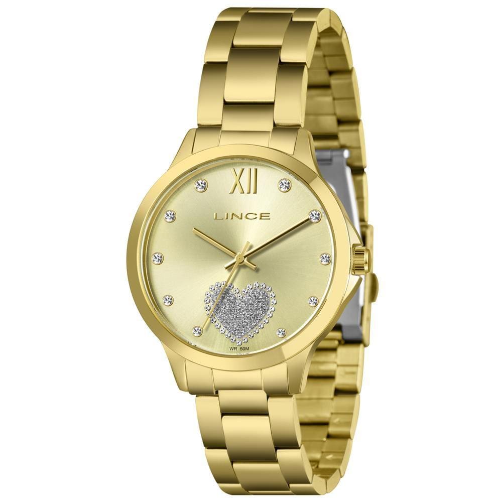 Relógio Lince Feminino Ref: Lrg4808l40 Cskx Coração Dourado