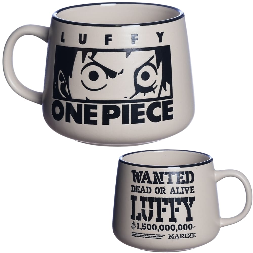 Caneca Monkey D. Luffy Cerâmica Fosca Com Estampa Baixo Relevo 500ML Oficial One Piece Toei