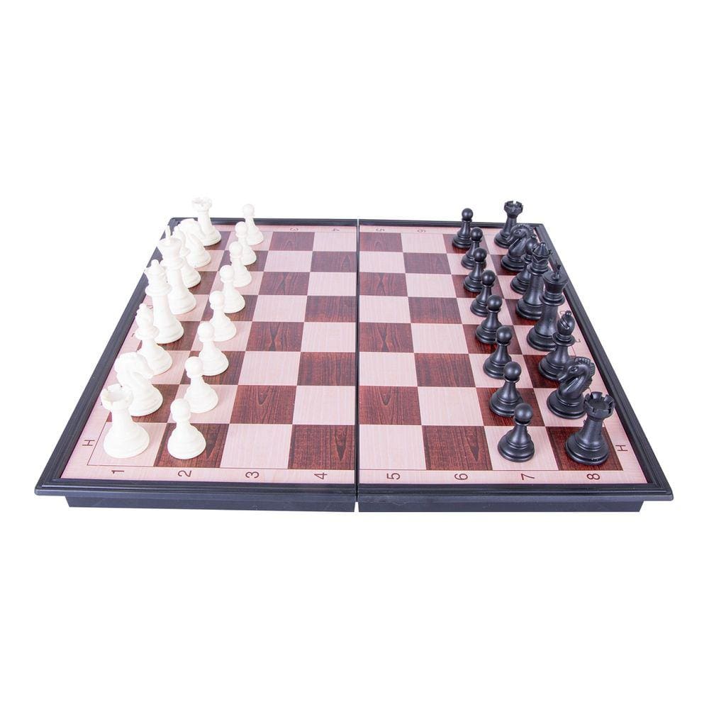 Jogo De Xadrez e Dama Magnético 30 x 30 Cm