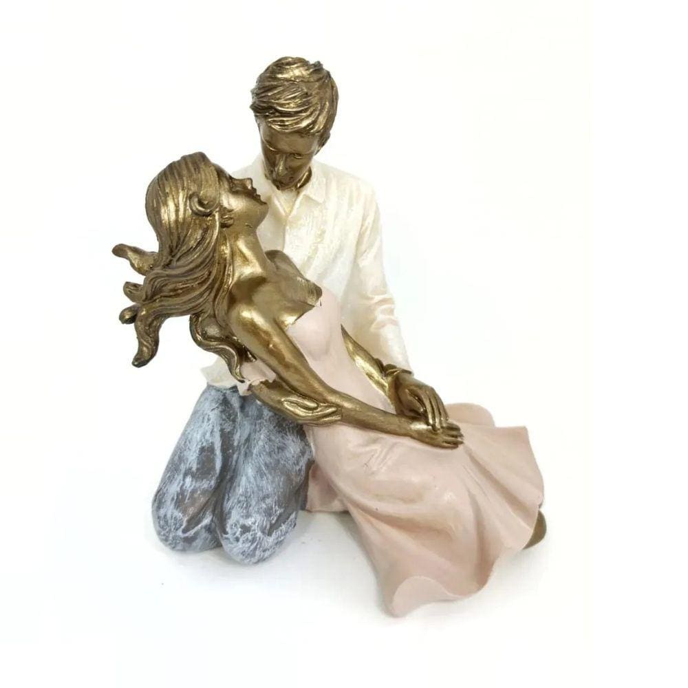 Figura Decorativa Casal Sentado 13 X 11 X 10 Cm