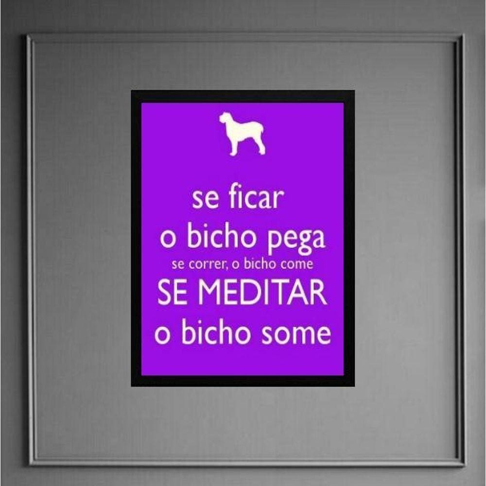 Quadro Decorativo Frase Meditar 24X18Cm - Com Vidro