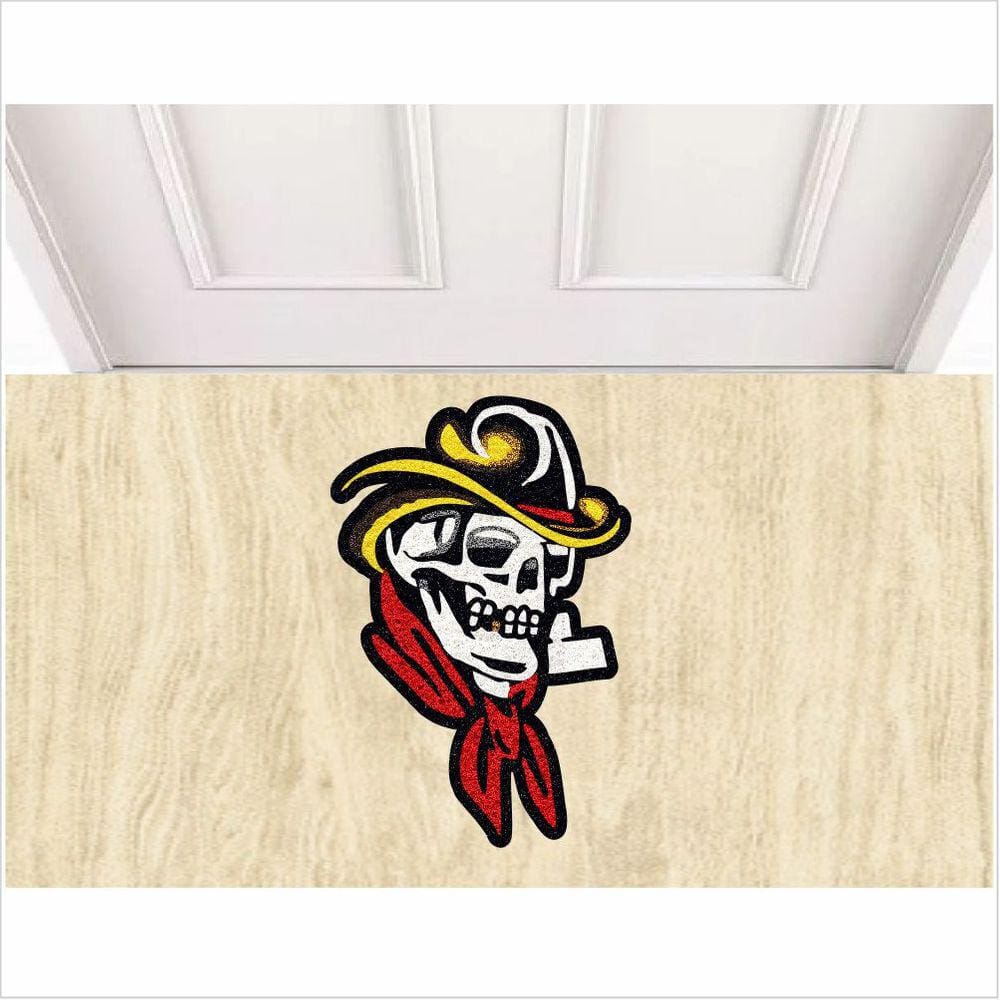 Tapete Caveira Pirata No Formato Antiderrapante.