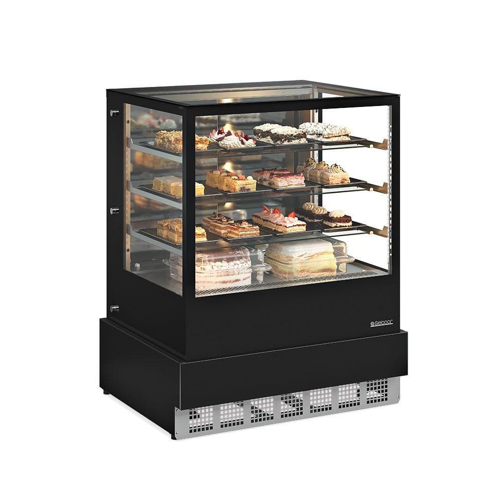 Expositor Refrigerada Ar Forçado Gger100 Preto Vidro Reto Sem Bandeja 220V Gelopar