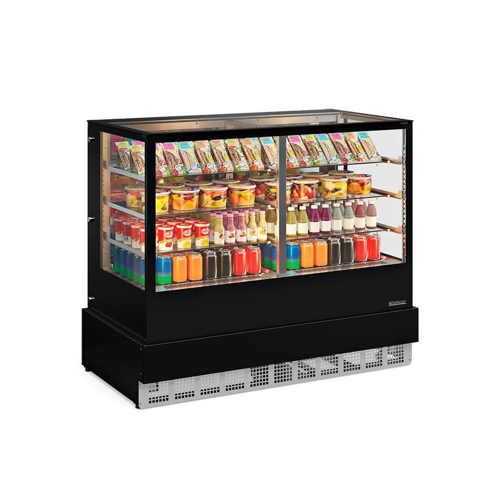 Expositor Refrigerada Ar Forçado Gger150 Preto Vidro Reto Sem Bandeja 220v Gelopar