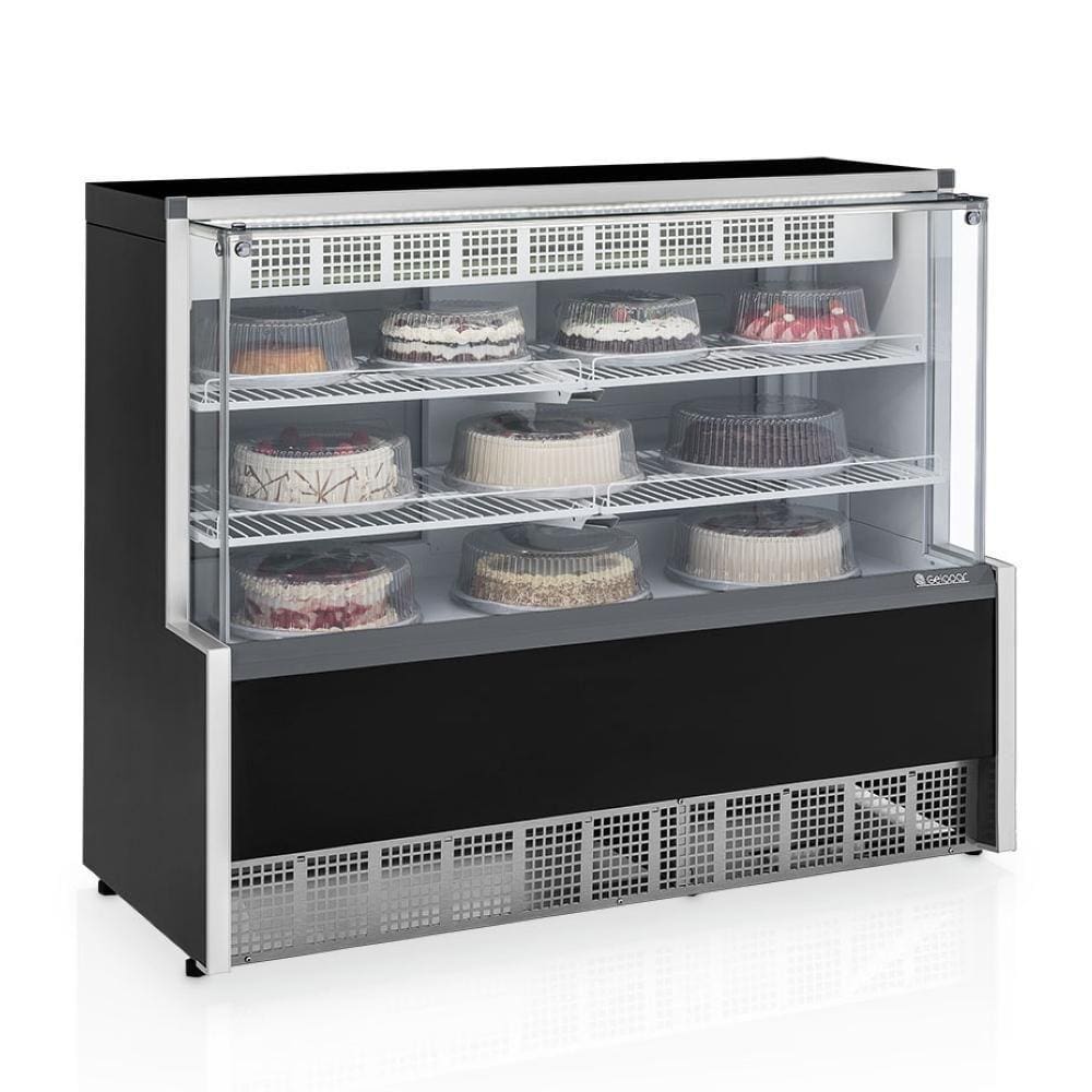 Expositora Refrigerada Aurora Serpentina Gpea140r Preto Vidro Reto 220V Gelopar