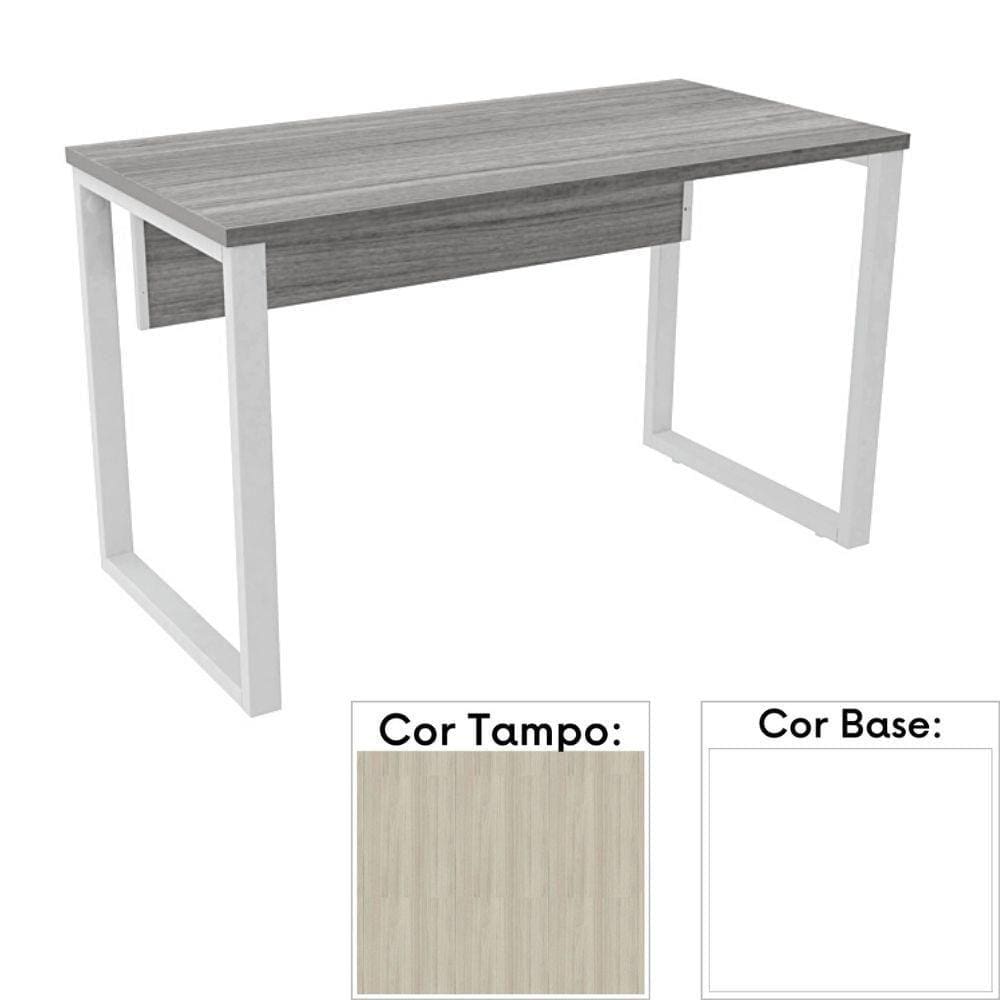 Mesa de Escritório Pé Tubular PE25 em MDP 170 x 70 cm Cor Nogueira CasaBlanca e Base Branca