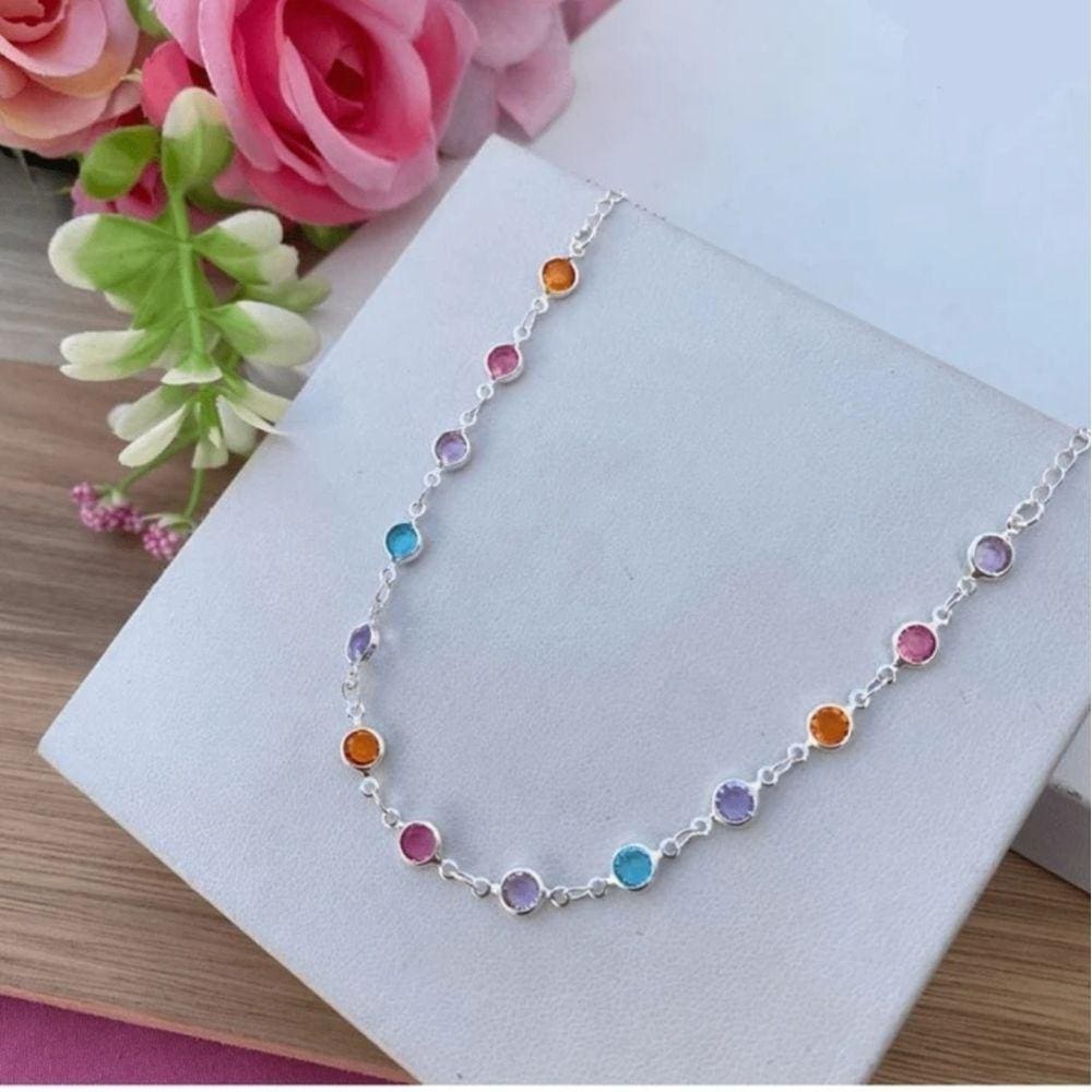 Colar Choker Tiffany Ponto de Luz Pedras Cristais Folheado a Prata gargantilha Prateado Tifany Tendência Moda Feminina