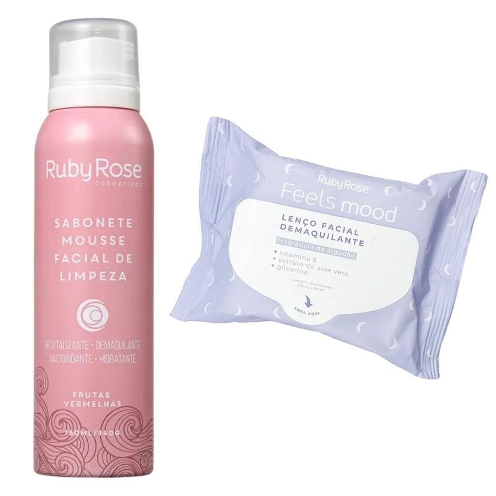 Kit Facial Demaquilante Lenço + Sabonete Mousse Feels Mood