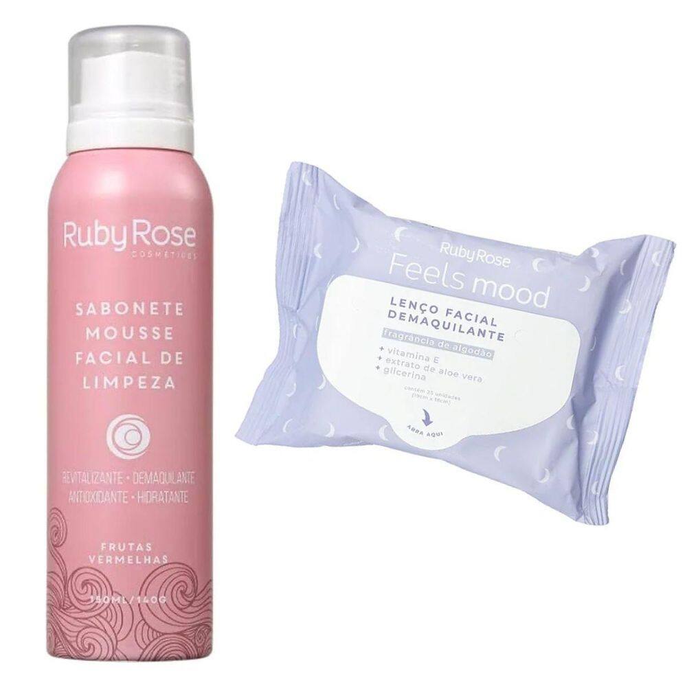 Kit Facial Demaquilante Lenço + Sabonete Mousse Feels Mood