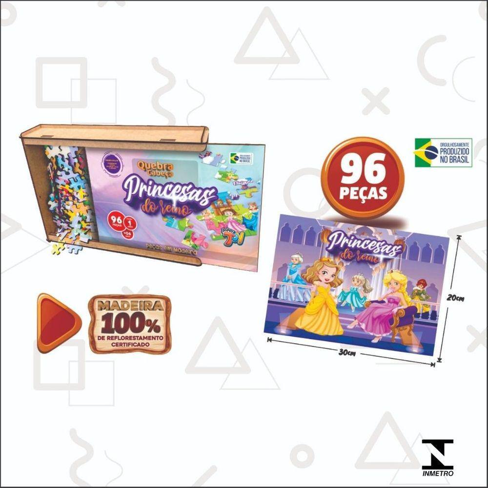 Quebra Cabeça Princesas do Reino MDF 96 Peças - Paper Toy