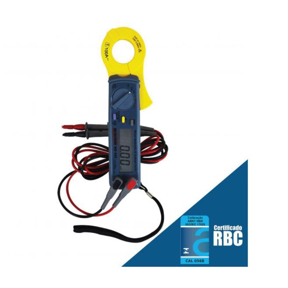 Alicate Wattímetro Digital  Corrente Tensão Pontência Ativa 0,5W A 9,999kW 7 Faixas Wd-950 Portátil Estojo Certificado