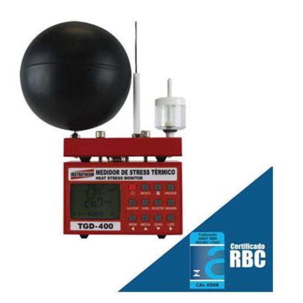 Medidor Stress Térmico Termômetro Globo Datalogger Nr17 Ponto Orvalho Nho 06 Hold Tgd-400 Maleta Tripé Certificado Rbc