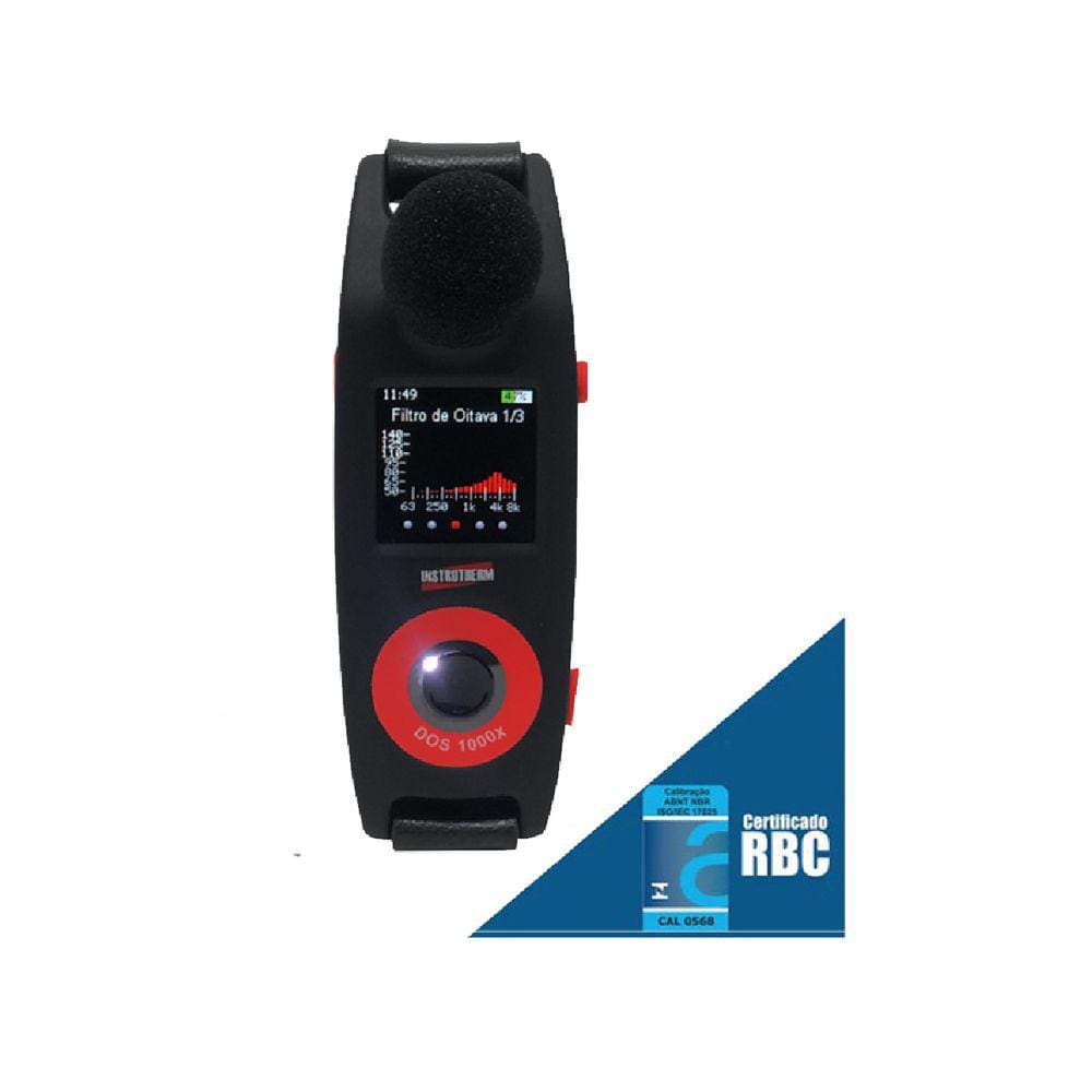 Dosímetro Digital Ruído Oled 35 A 140Db 680 Horas Filtro Banda Microfone Dos-1000x Wheel Portátil Com Certificado Rbc