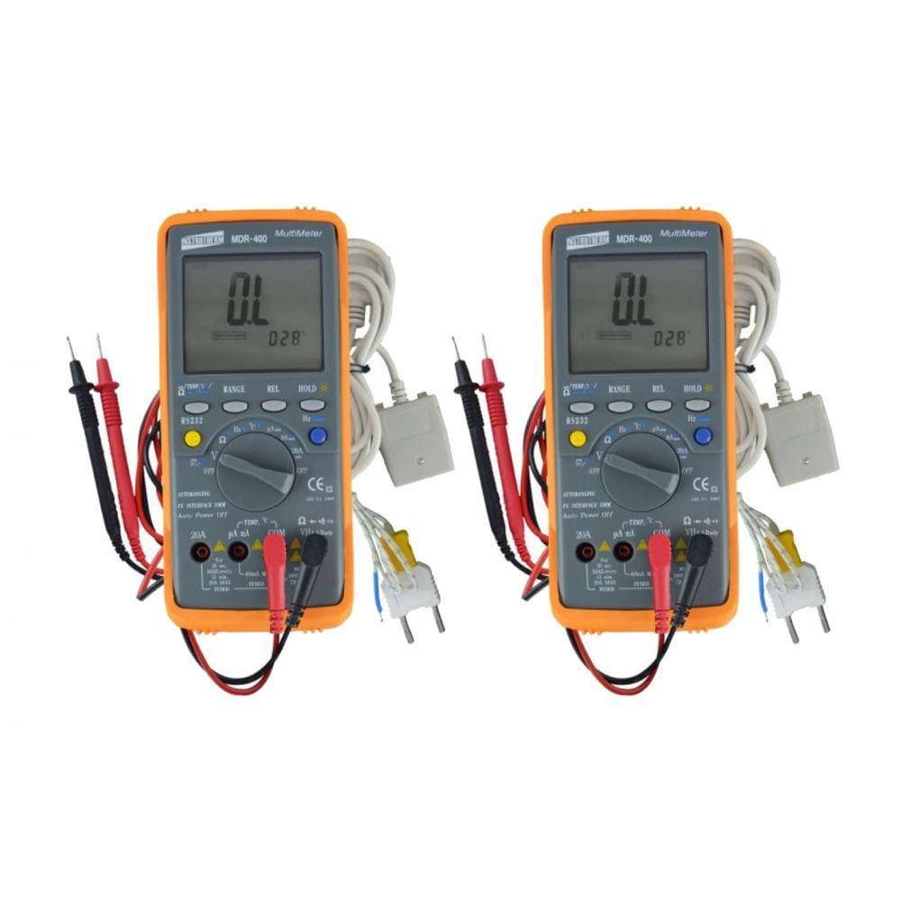 Kit 2 Multímetro Digital Tensão Continuidade Corrente Diodo Rms Cat Iii 1000V Usb Mdr-400 Portátil Instrutherm
