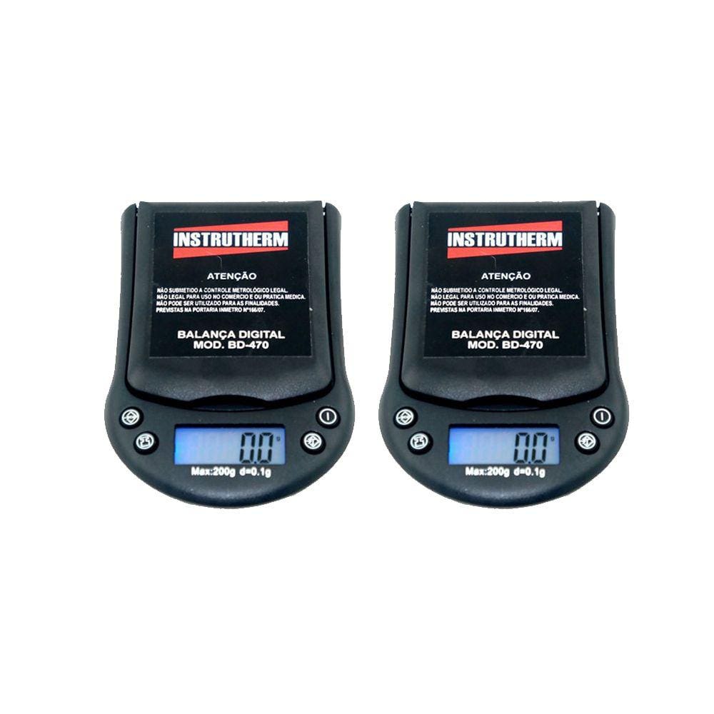 Kit 2 Balança Digital Bolso Pesagem Capacidade 200g Divisão 0,1g Bd-470 Portátil Instrutherm