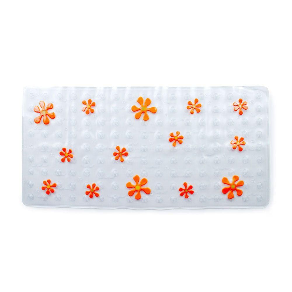 Tapete Box Banheiro Antiderrapante Vizapi Amarílis 36X77cm Transparente Laranja