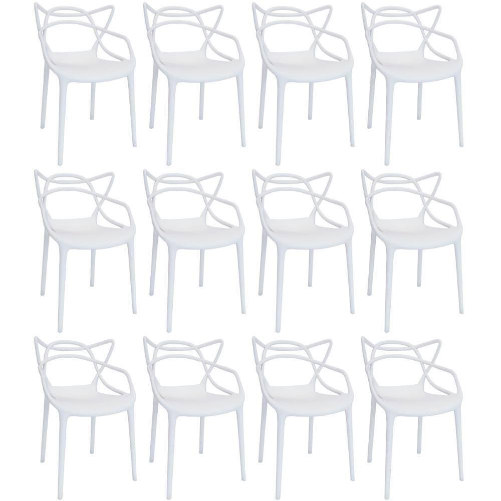 Kit 12 Cadeiras Allegra Empilhável com Inmetro Magazine Decor - Branco