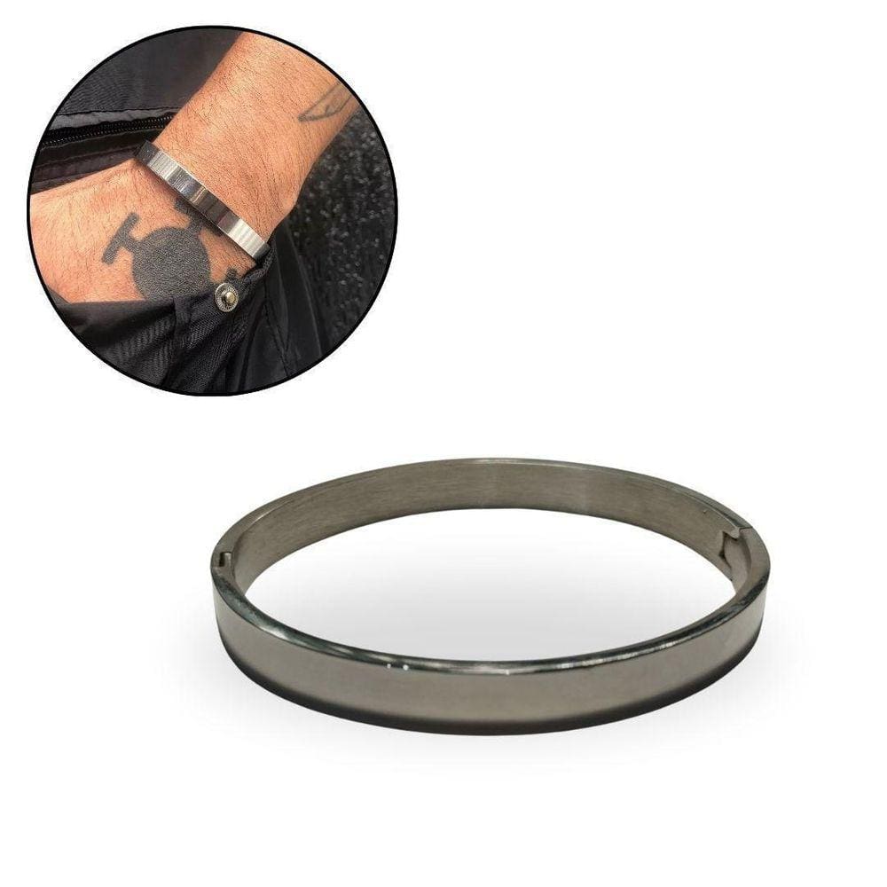 Bracelete Aço Inox Liso Prateado Para Gravação 8Mm Social