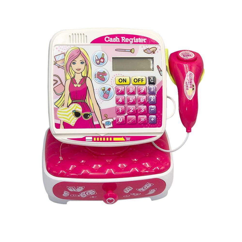 Caixa Registradora de Brinquedo Menina Rosa Visor Digital
