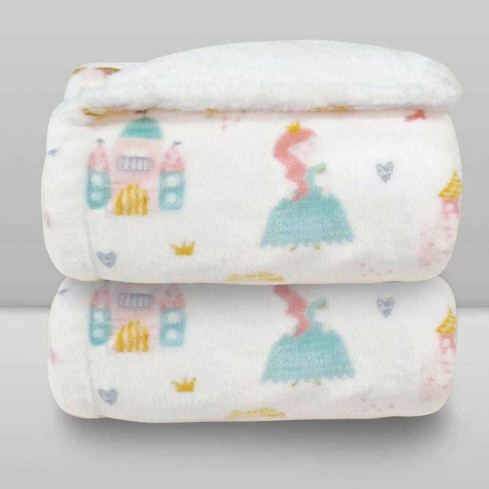 Cobertor Plush Print com Sherpa Princess - Laço Bebê