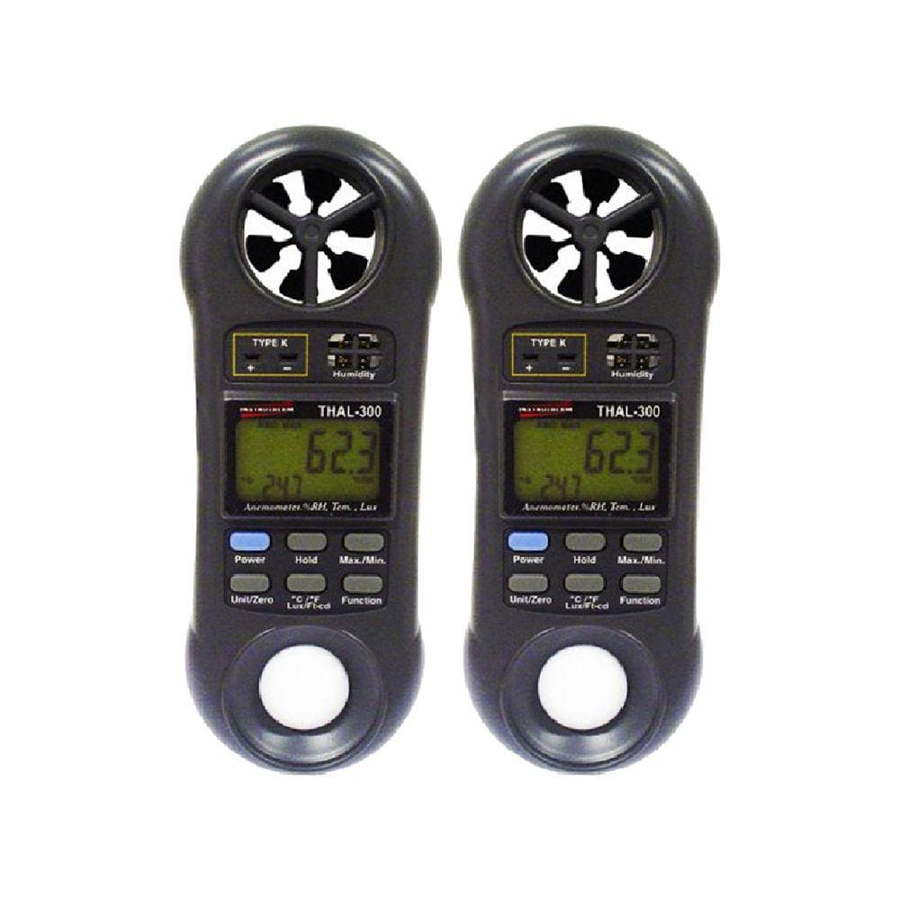 Kit 2 Termo Higrômetro Digital Umidade Anemômetro Luminosidade Luxímetro Velocidade Hold Thal-300 Portátil Instrutherm