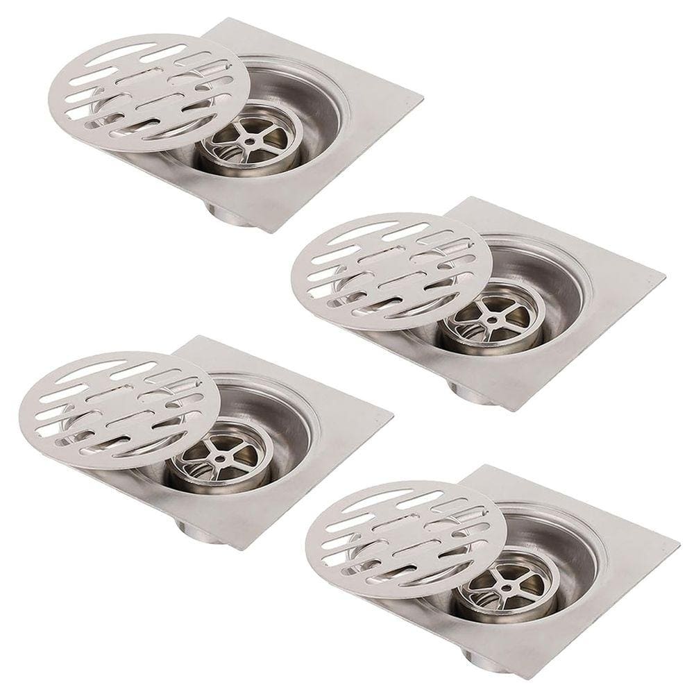Ralo Inox 10x10 Banheiro Lavabo Kit 4 unidades Anti Inseto Anti Odor Resistente Seguro Higienico