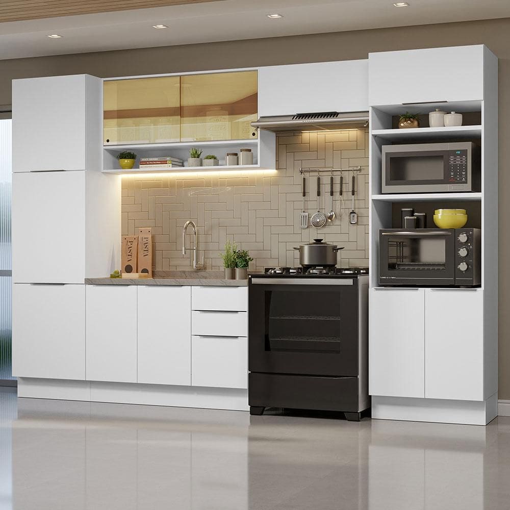 Armário de Cozinha Completa 330cm Branco Stella Madesa 03