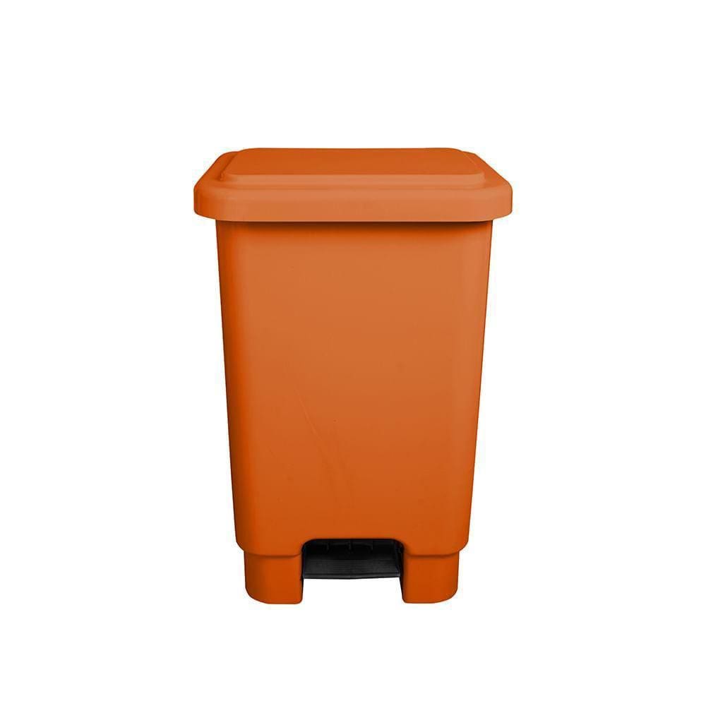 Cesto Lixeira Plástica Resistente Pedal 50 Lts Laranja